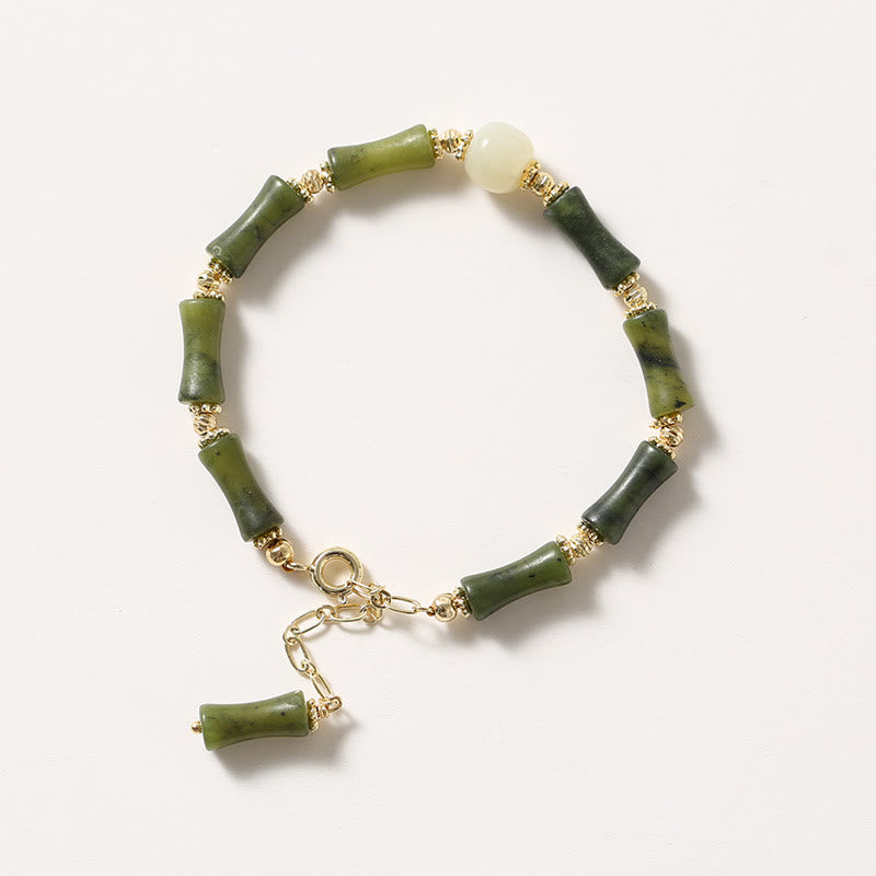 Glasperlen Bambus Glücksstärke Spirituelles Armband