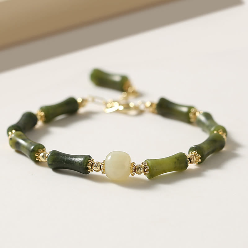 Glasperlen Bambus Glücksstärke Spirituelles Armband