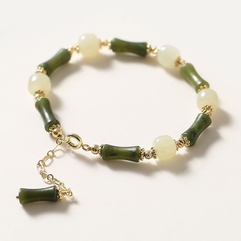 Glasperlen Bambus Glücksstärke Spirituelles Armband
