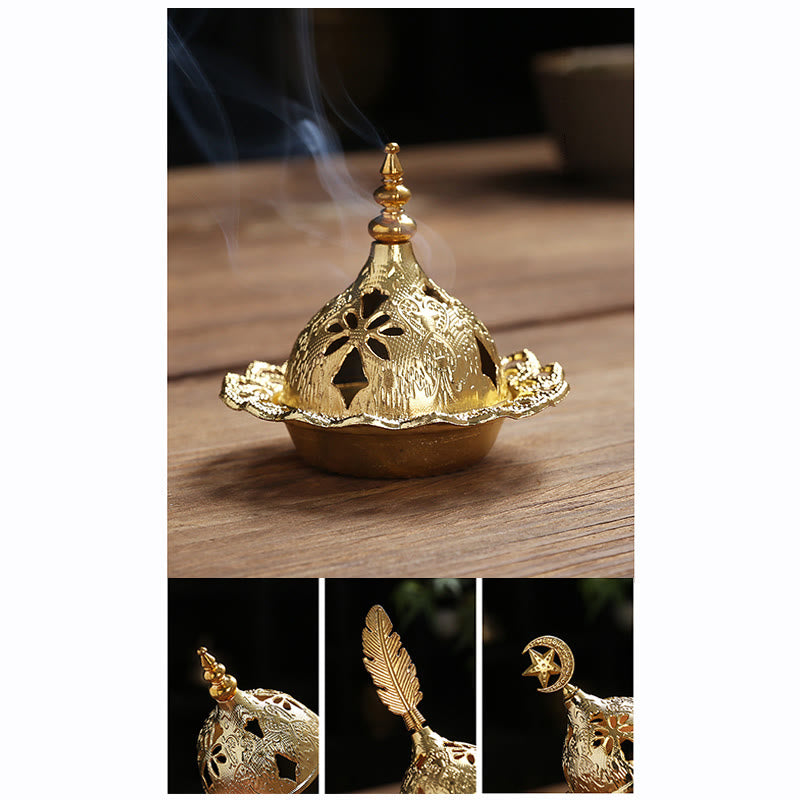 Räuchergefäß für spirituelle Meditation aus Goldlegierung
