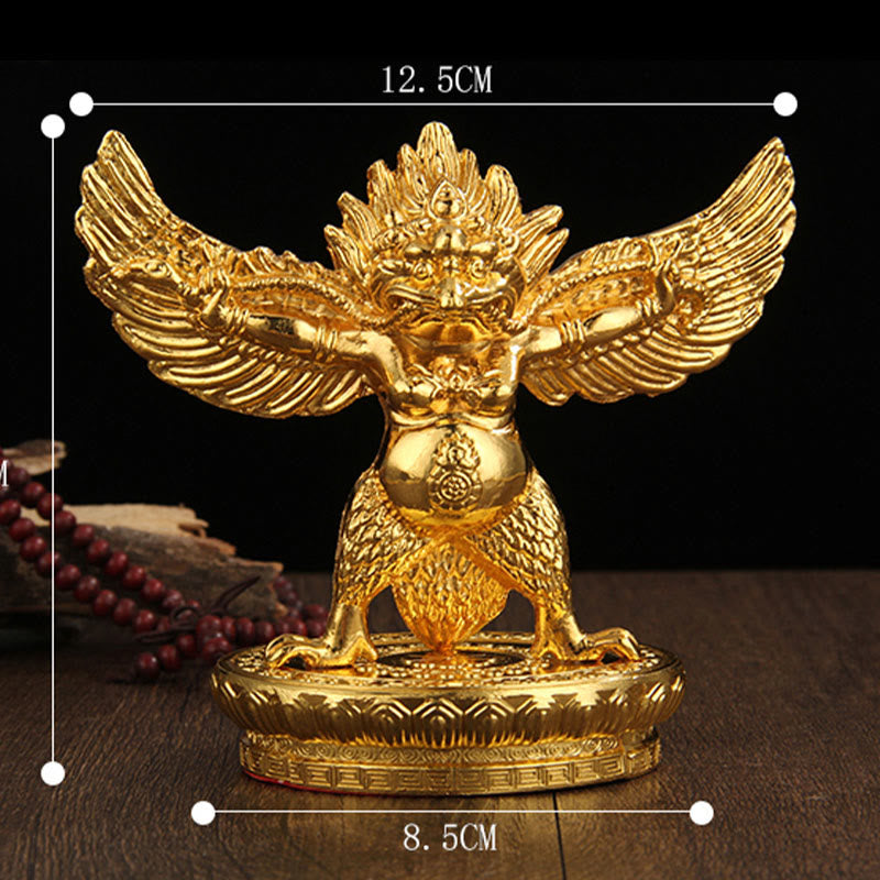 Goldene Garuda-Vogelstatue aus Zinklegierung, Schutz, spirituelle Statue, 12,5 cm