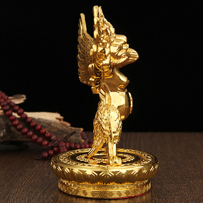 Goldene Garuda-Vogelstatue aus Zinklegierung, Schutz, spirituelle Statue, 12,5 cm