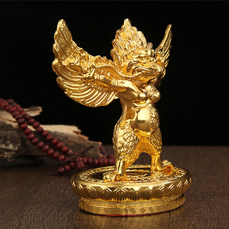 Goldene Garuda-Vogelstatue aus Zinklegierung, Schutz, spirituelle Statue, 12,5 cm