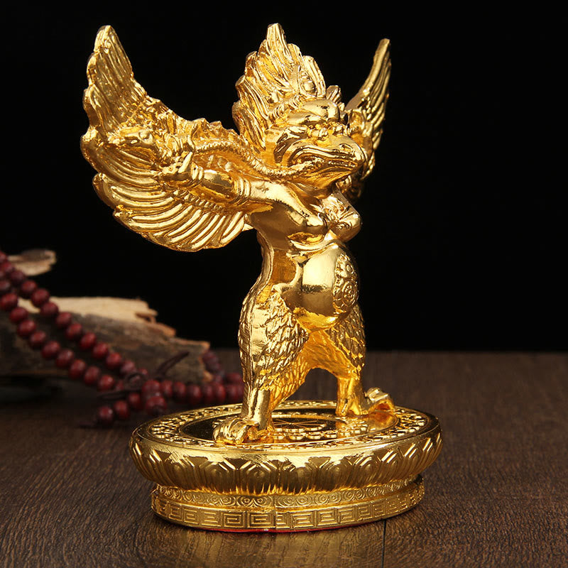 Goldene Garuda-Vogelstatue aus Zinklegierung, Schutz, spirituelle Statue, 12,5 cm