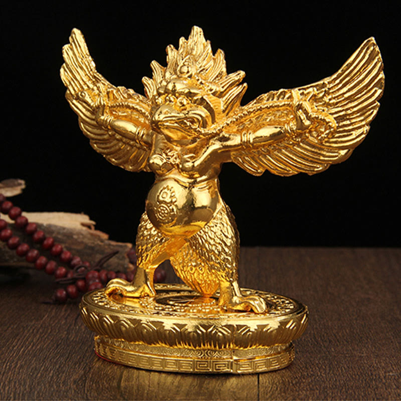 Goldene Garuda-Vogelstatue aus Zinklegierung, Schutz, spirituelle Statue, 12,5 cm