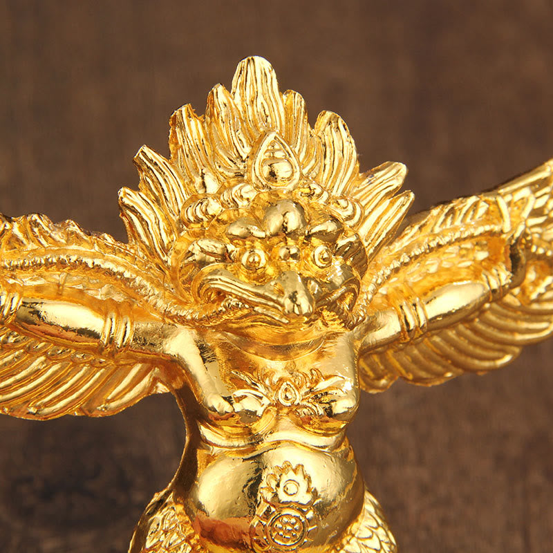 Goldene Garuda-Vogelstatue aus Zinklegierung, Schutz, spirituelle Statue, 12,5 cm