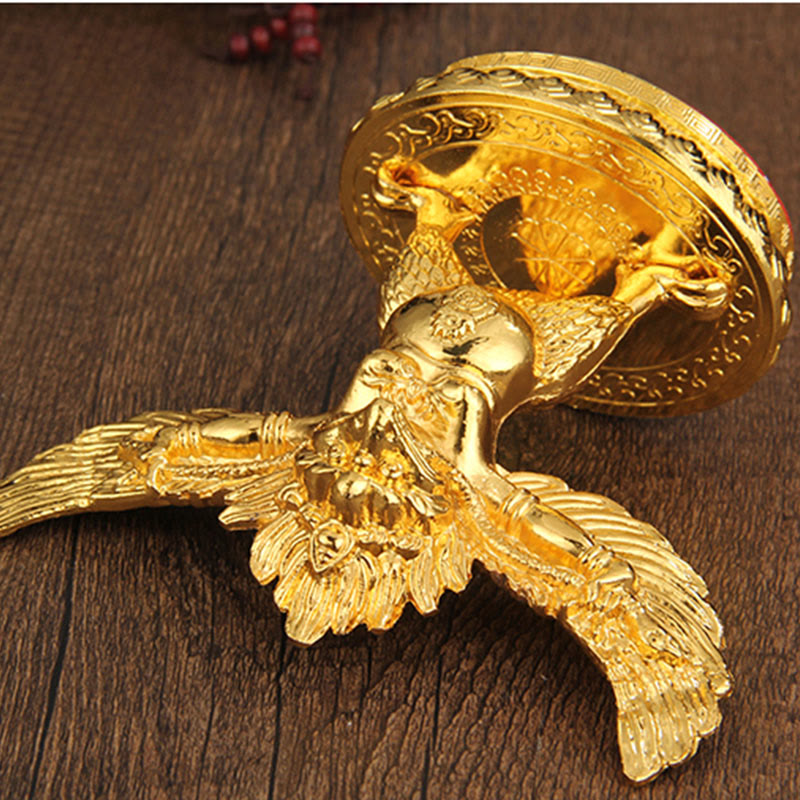 Goldene Garuda-Vogelstatue aus Zinklegierung, Schutz, spirituelle Statue, 12,5 cm