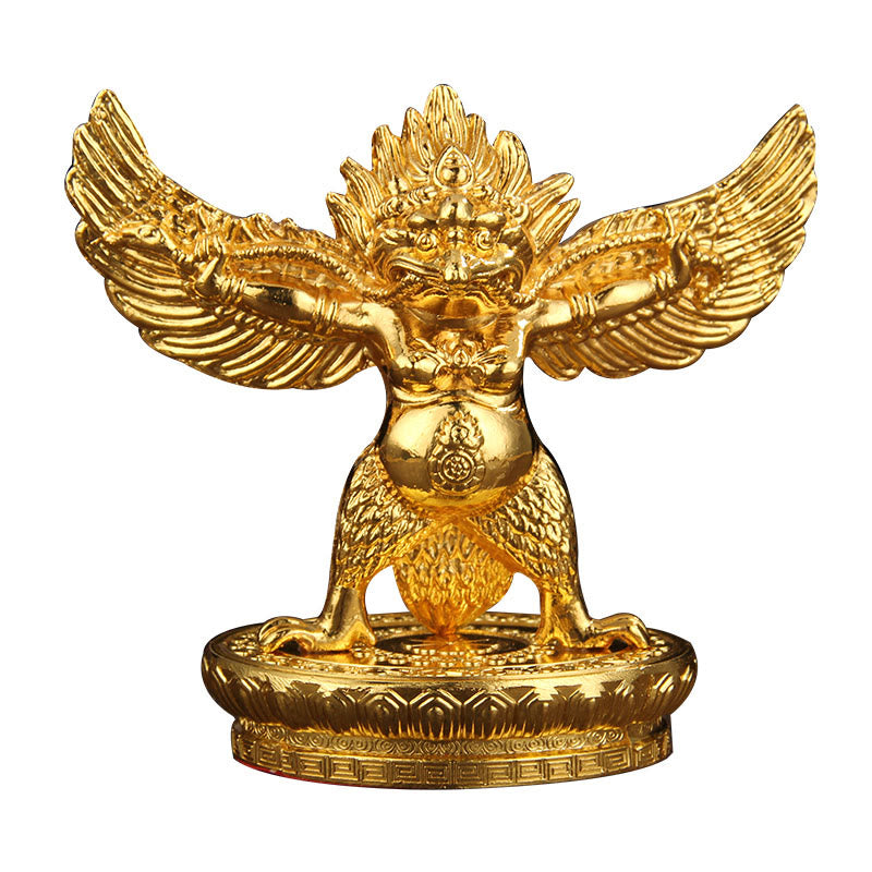 Goldene Garuda-Vogelstatue aus Zinklegierung, Schutz, spirituelle Statue, 12,5 cm