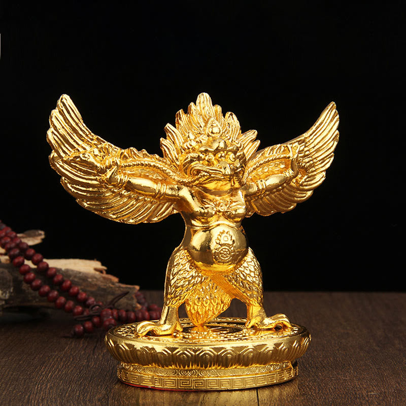 Goldene Garuda-Vogelstatue aus Zinklegierung, Schutz, spirituelle Statue, 12,5 cm