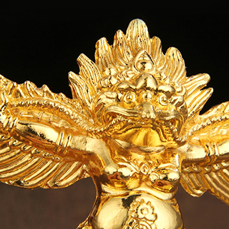 Goldene Garuda-Vogelstatue aus Zinklegierung, Schutz, spirituelle Statue, 12,5 cm