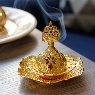Mini-Räuchergefäß mit Blattgold | Spiritueller Untersetzer aus Legierung