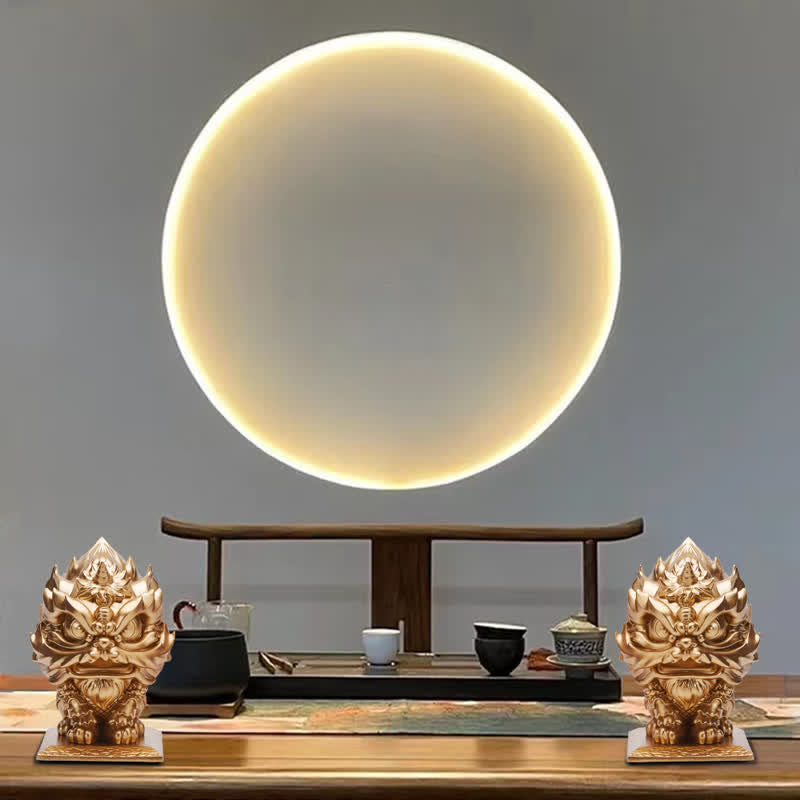 Goldene Löwenstatue, Skulptur aus Kunstharz mit spiritueller Stärke