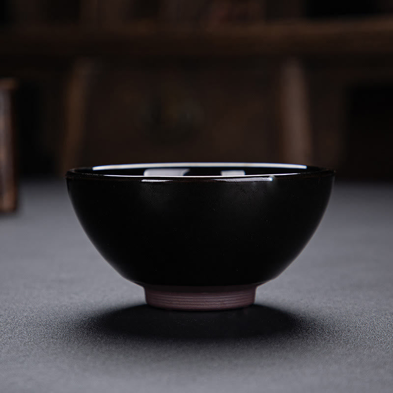 Goldene Ahornblatt-Teetasse aus Keramik von Jian Zhan Tenmoku, 120 ml