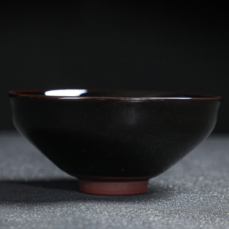 Goldene Ahornblatt-Teetasse aus Keramik von Jian Zhan Tenmoku, 120 ml