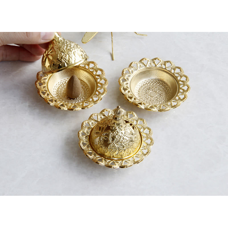 Goldener Mini-Räucherbrenner aus Tibet für Meditation und Gelassenheit