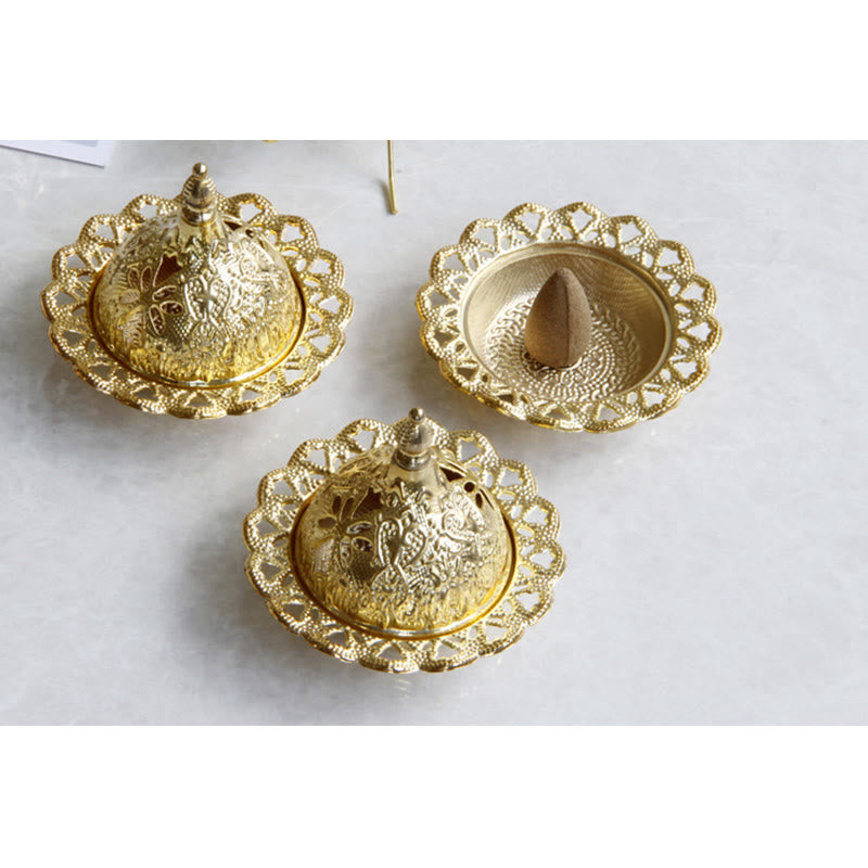 Goldener Mini-Räucherbrenner aus Tibet für Meditation und Gelassenheit