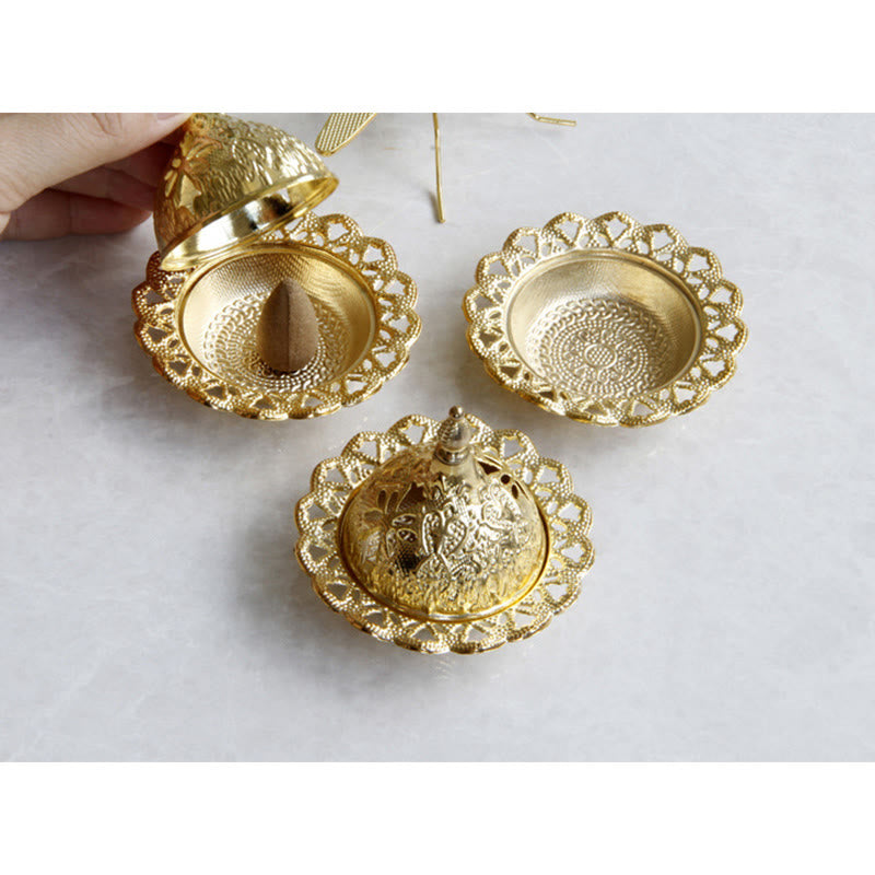 Goldener Mini-Räucherbrenner aus Tibet für Meditation und Gelassenheit