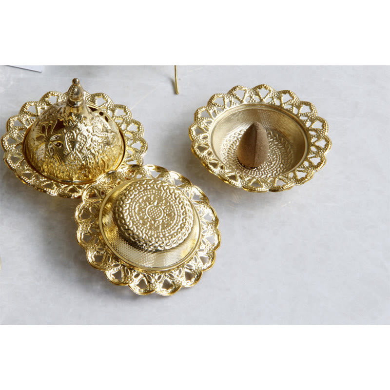 Goldener Mini-Räucherbrenner aus Tibet für Meditation und Gelassenheit