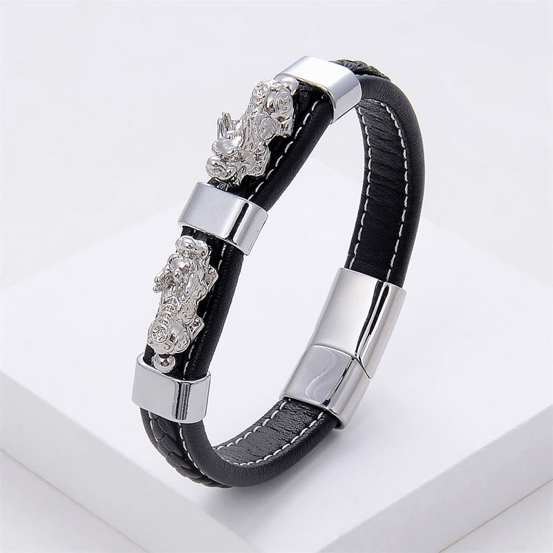 Goldfarbenes PiXiu-Lederarmband, 18–20 cm, magnetische Schnalle für Reichtum