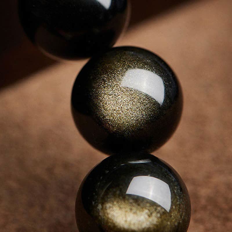 Goldglanz-Obsidian-Schutzarmband PiXiu Zinnober 15-20cm