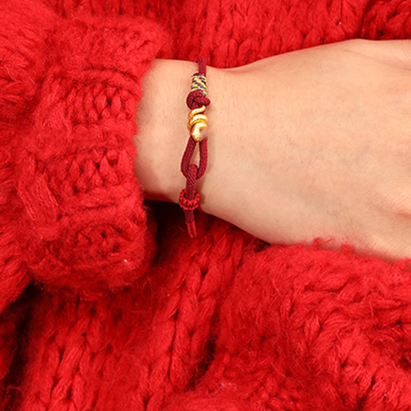 Gold Schlange Rote Schnur Glück Schutz Armband