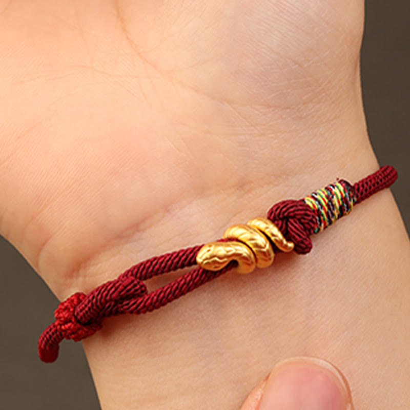 Gold Schlange Rote Schnur Glück Schutz Armband