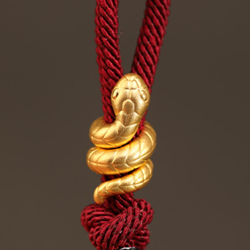 Gold Schlange Rote Schnur Glück Schutz Armband