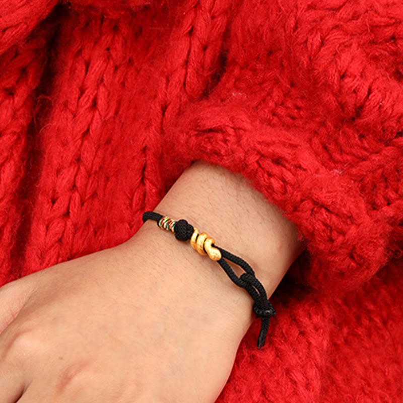 Gold Schlange Rote Schnur Glück Schutz Armband