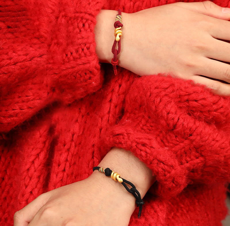 Gold Schlange Rote Schnur Glück Schutz Armband