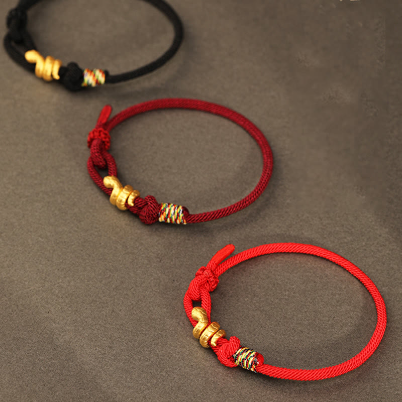 Gold Schlange Rote Schnur Glück Schutz Armband