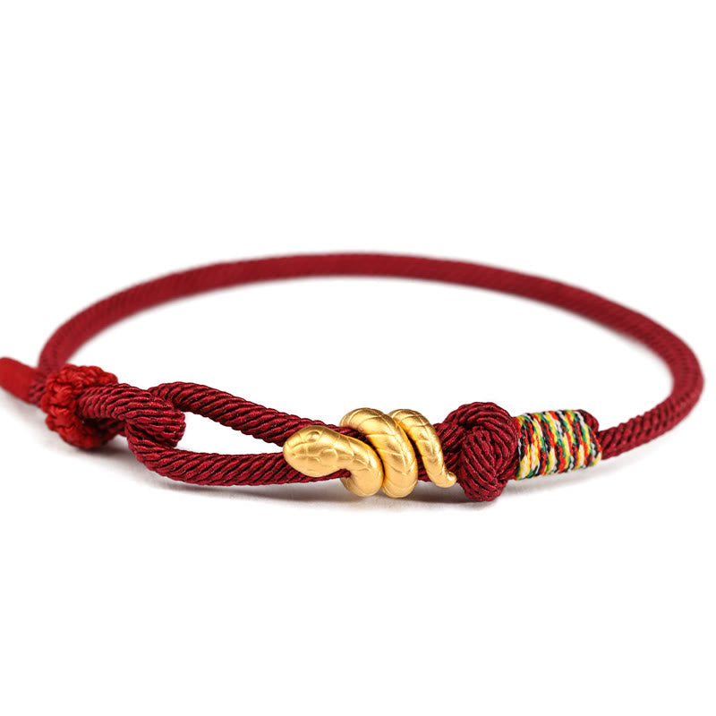 Gold Schlange Rote Schnur Glück Schutz Armband