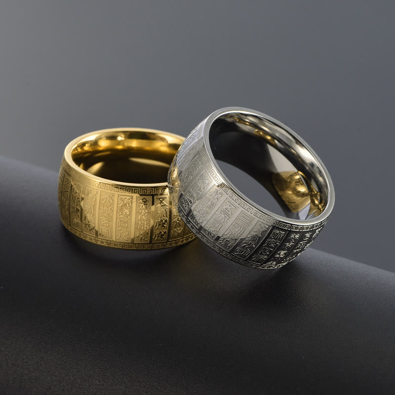 Spiritueller Goldring mit eingravierten chinesischen Schriftzeichen | Balance &amp; Harmonie