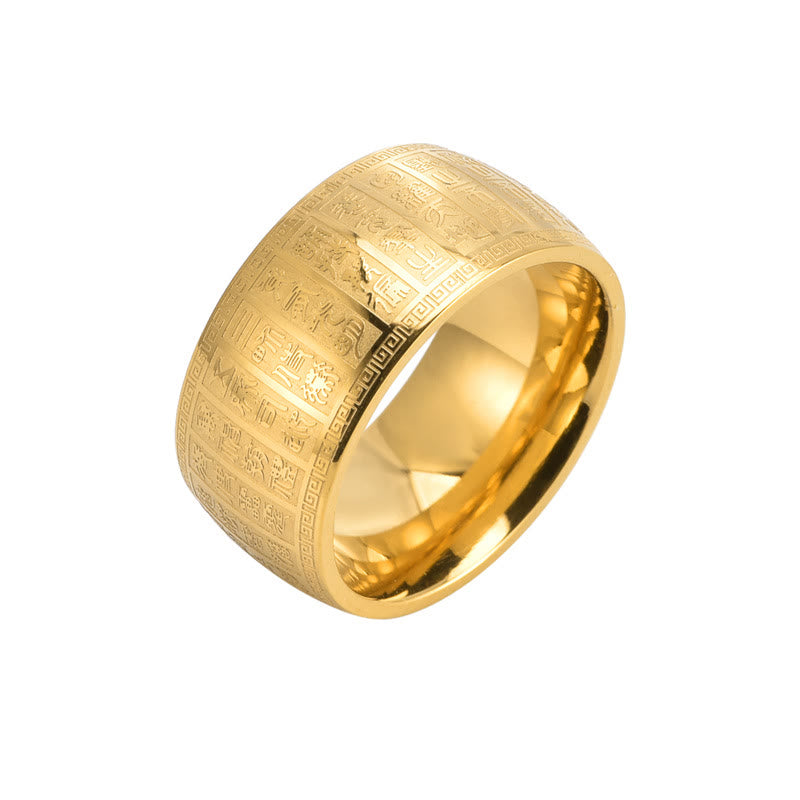 Spiritueller Goldring mit eingravierten chinesischen Schriftzeichen | Balance &amp; Harmonie