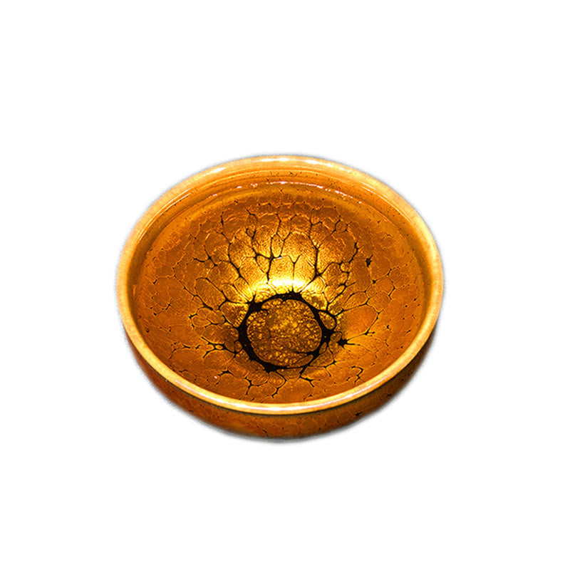 Chinesische Jianzhan-Teetasse aus Keramik mit goldenem Punktmuster, 9,5 cm