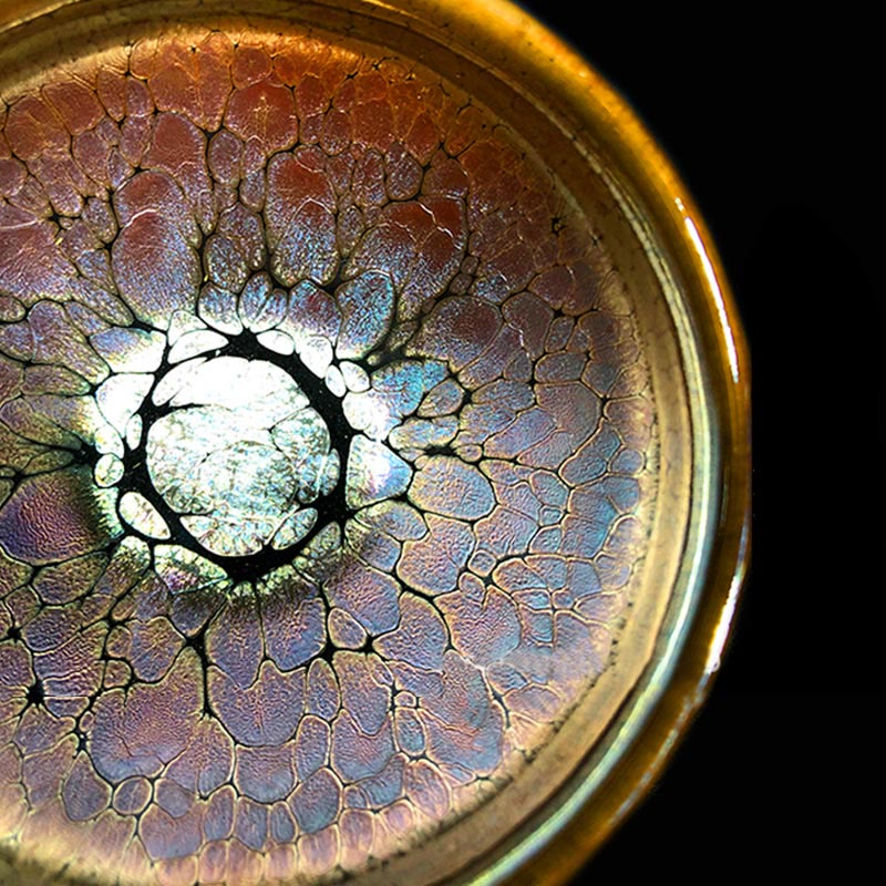 Chinesische Jianzhan-Teetasse aus Keramik mit goldenem Punktmuster, 9,5 cm