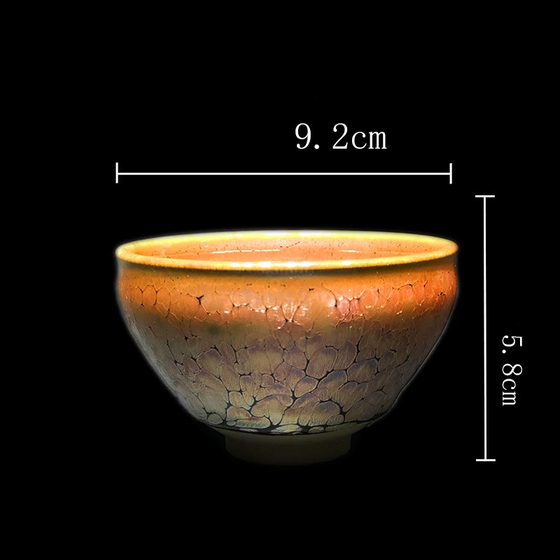Chinesische Jianzhan-Teetasse aus Keramik mit goldenem Punktmuster, 9,5 cm
