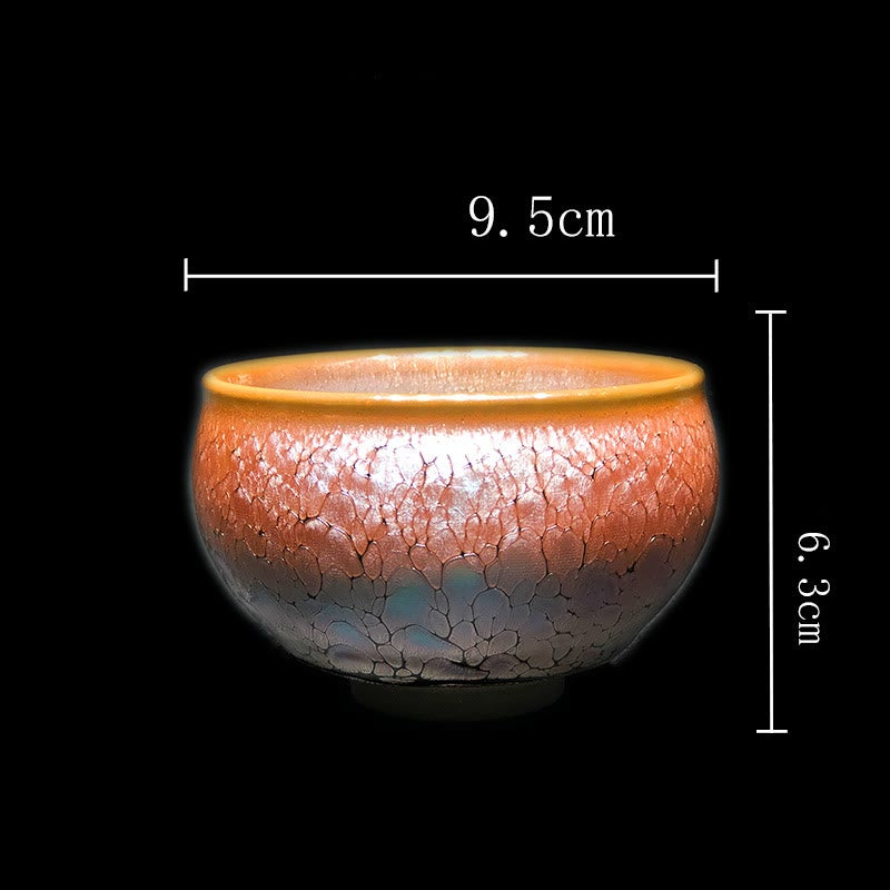 Chinesische Jianzhan-Teetasse aus Keramik mit goldenem Punktmuster, 9,5 cm