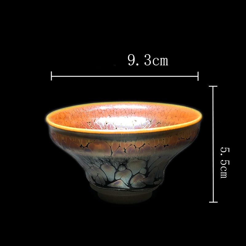 Chinesische Jianzhan-Teetasse aus Keramik mit goldenem Punktmuster, 9,5 cm