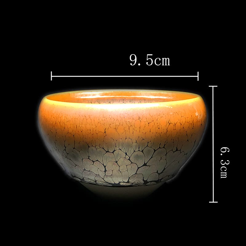Chinesische Jianzhan-Teetasse aus Keramik mit goldenem Punktmuster, 9,5 cm