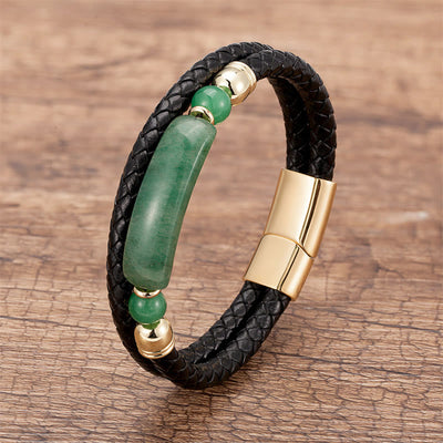 Goldenes Tigerauge-Lederarmband mit Magnetschnalle für Glück und Schutz