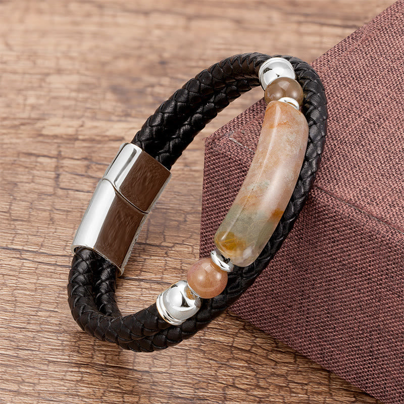 Goldenes Tigerauge-Lederarmband mit Magnetschnalle für Glück und Schutz