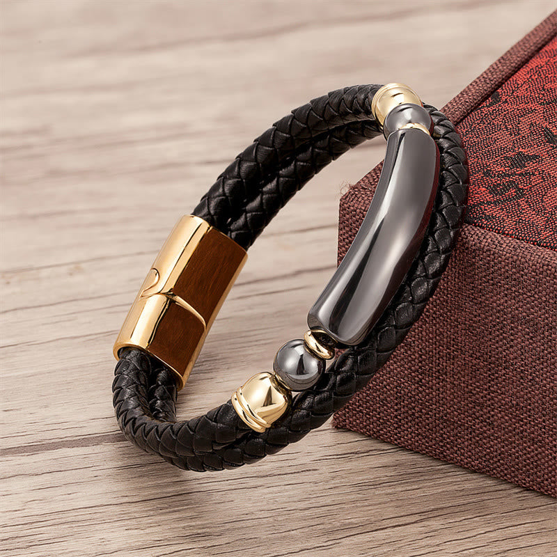 Goldenes Tigerauge-Lederarmband mit Magnetschnalle für Glück und Schutz