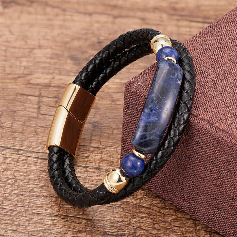 Goldenes Tigerauge-Lederarmband mit Magnetschnalle für Glück und Schutz