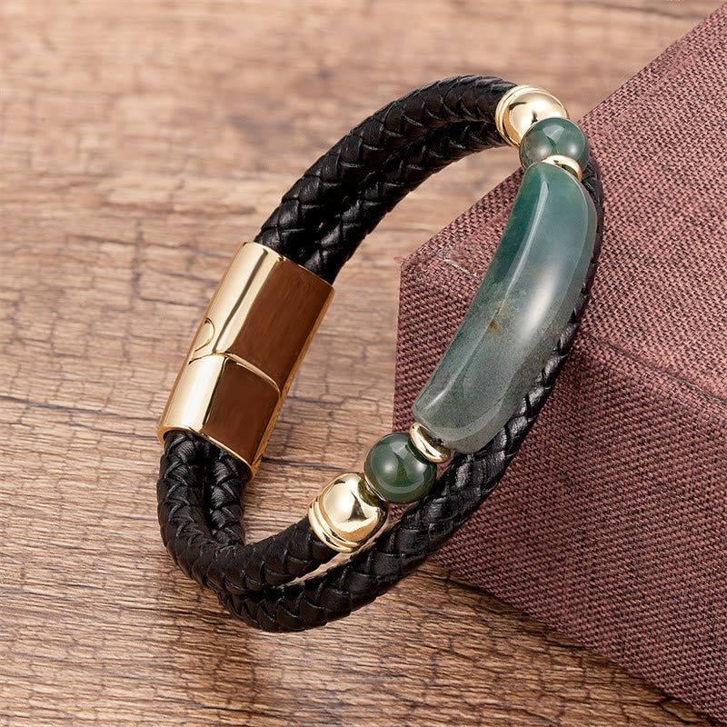Goldenes Tigerauge-Lederarmband mit Magnetschnalle für Glück und Schutz