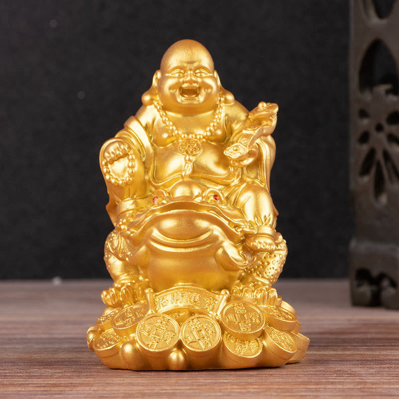 Goldene Buddha-Statue, mittelgroß, 20,3 cm, Feng Shui