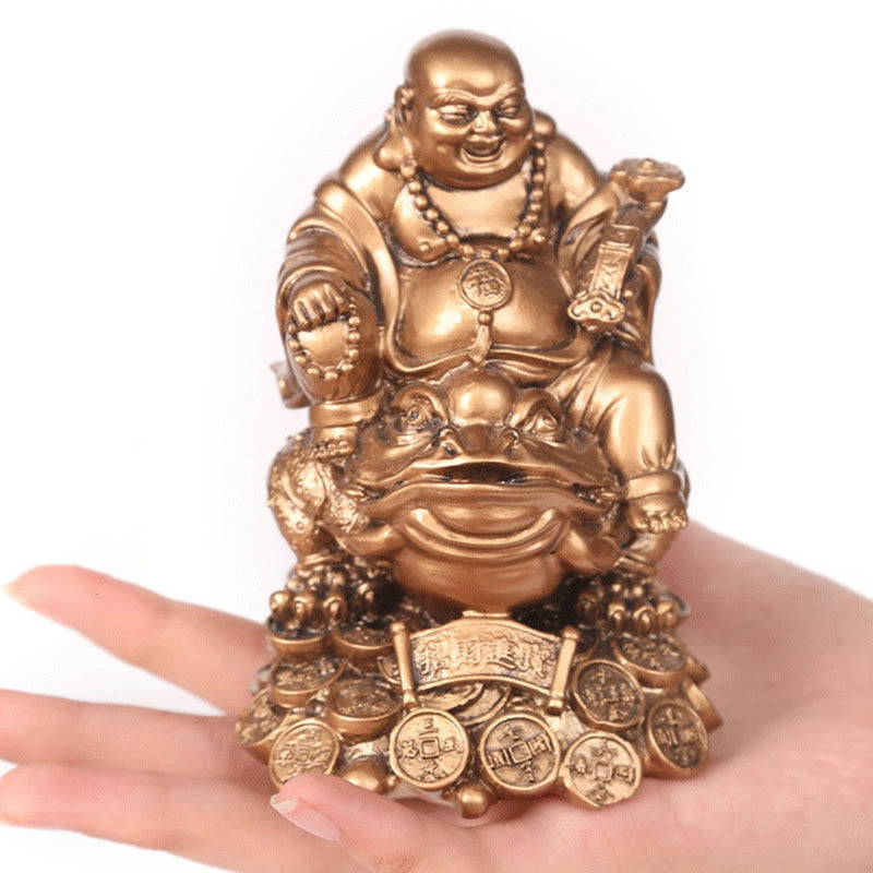 Goldene Buddha-Statue, mittelgroß, 20,3 cm, Feng Shui