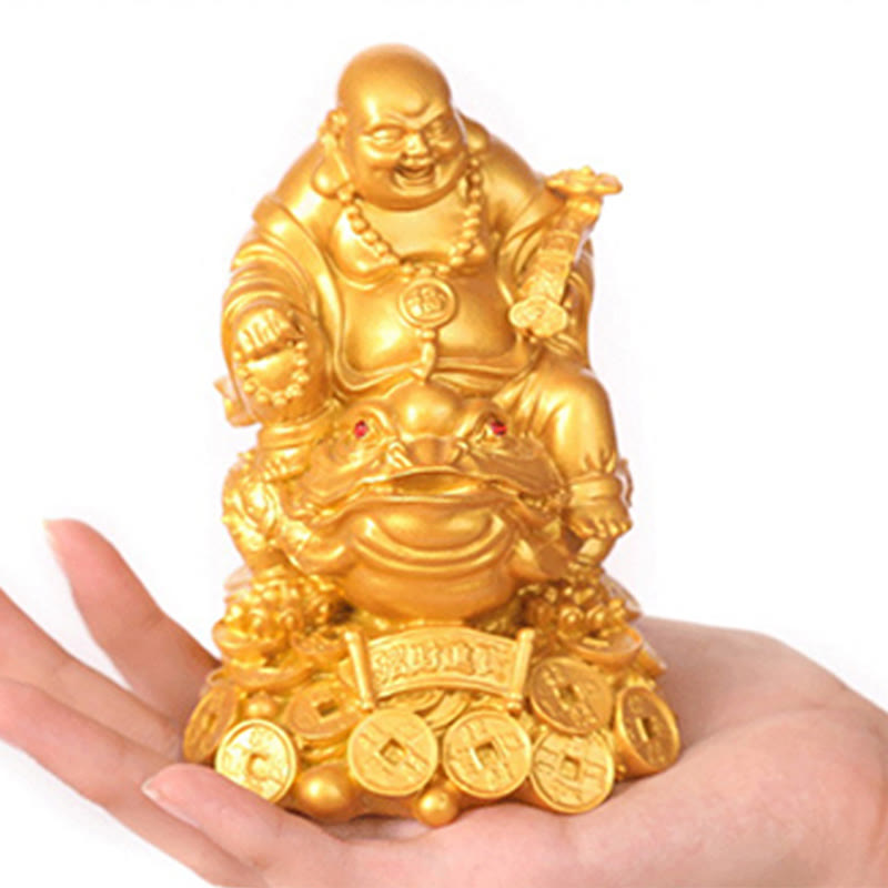 Goldene Buddha-Statue, mittelgroß, 20,3 cm, Feng Shui
