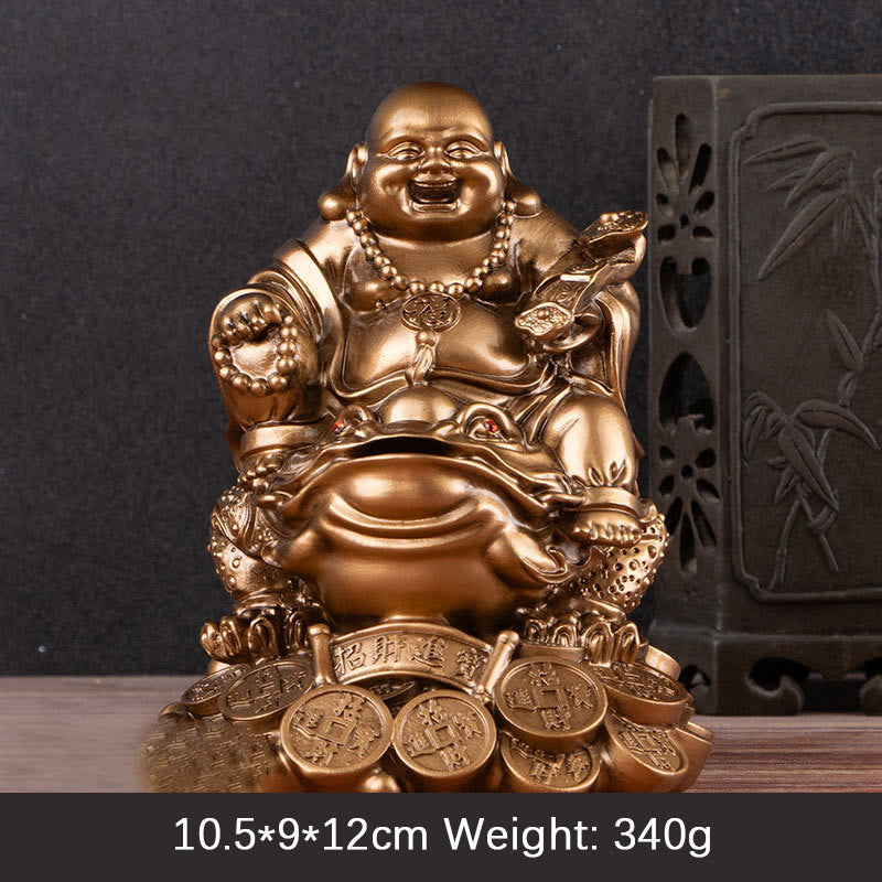 Goldene Buddha-Statue, mittelgroß, 20,3 cm, Feng Shui