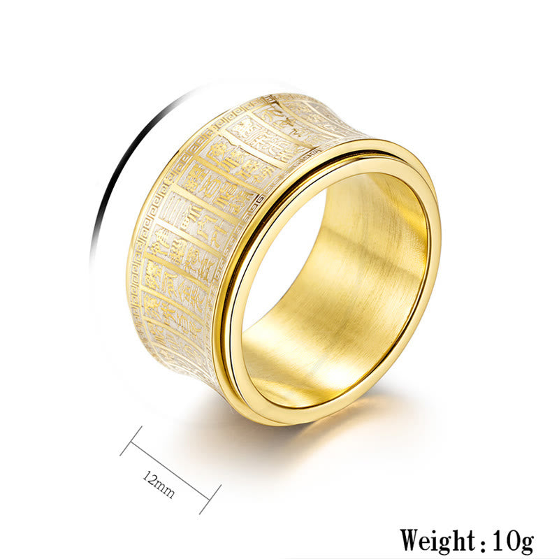 Golden Light Mantra Titanstahl-Drehring | Spirituelles Gleichgewicht