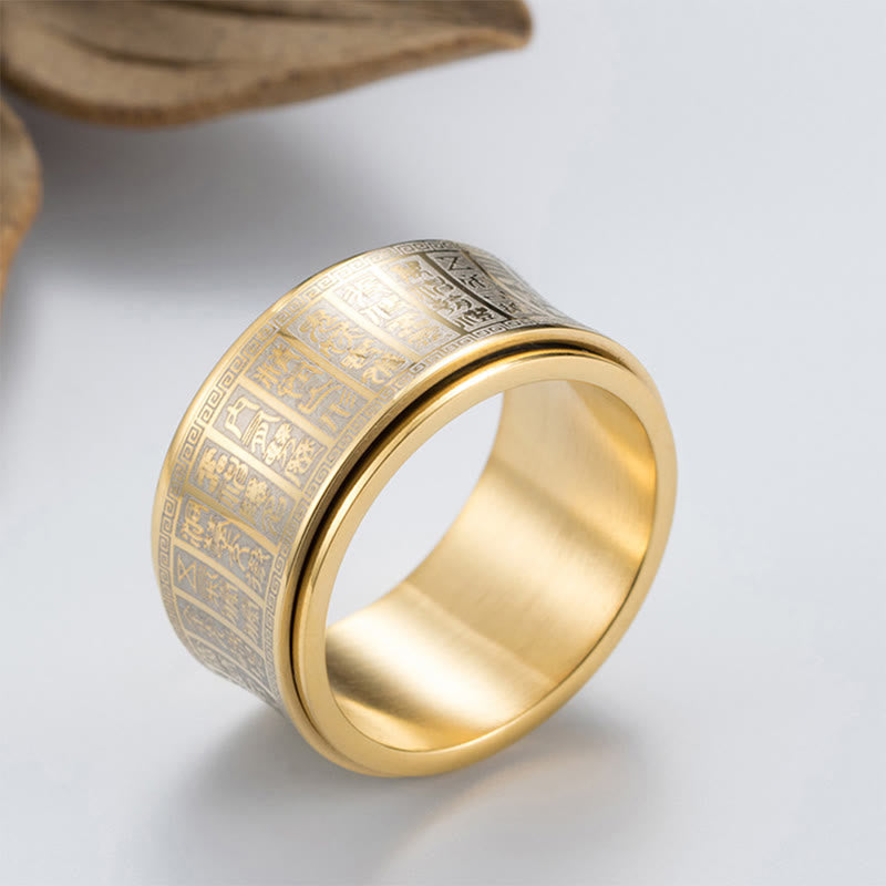 Golden Light Mantra Titanstahl-Drehring | Spirituelles Gleichgewicht